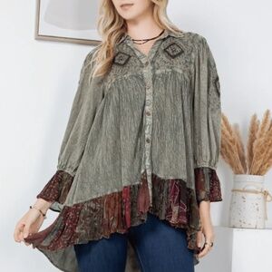 Young Threads Bohemian Style Button Down Shirt